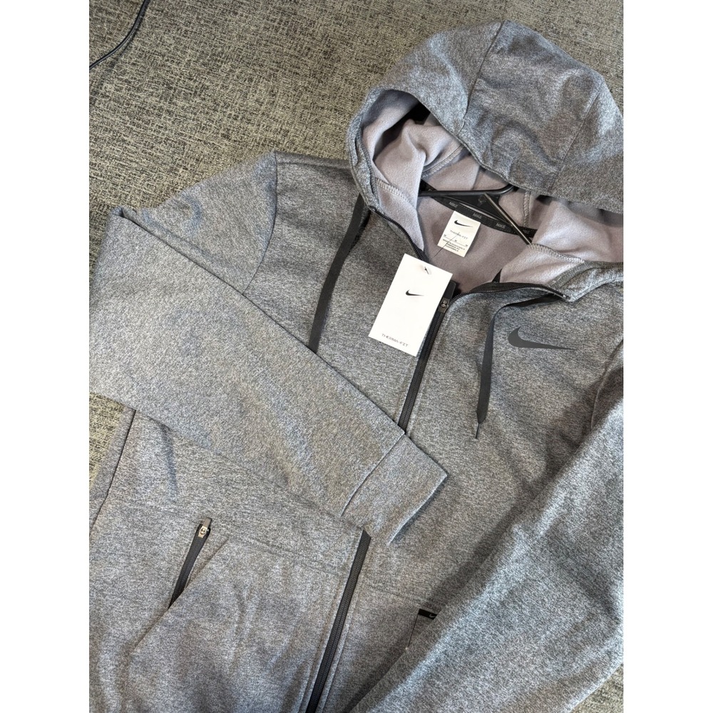 Nike Full Zip Hoodie Mens Size M Therma-FIT Training Heather Grey CU6231-071